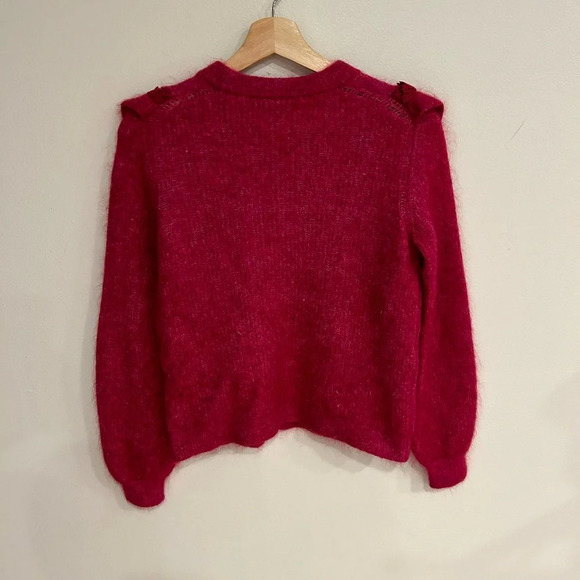 SEZANE kid mohair/wool ruffle ballon sleeve sweater size  M - Picture 4 of 8